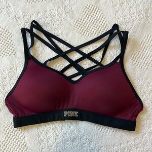 Victoria’s Secret Pink Ultimate Strappy Push-up Sports Bra | Maroon